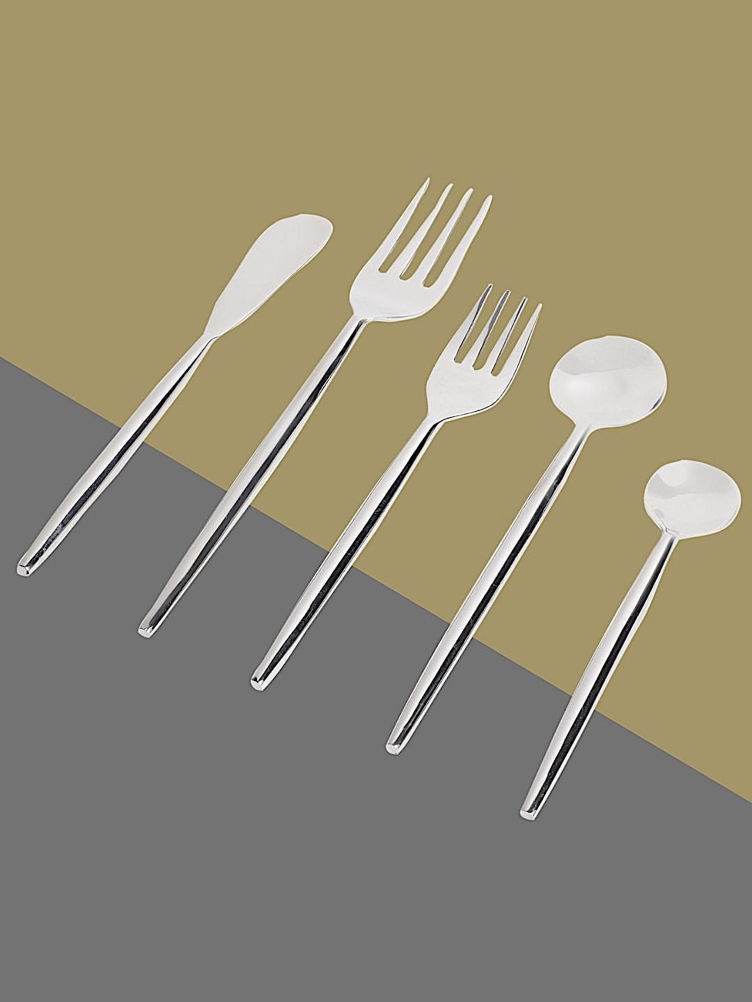 

Tranquil square Set Of 5 Stainless steel Cutlery, Silver