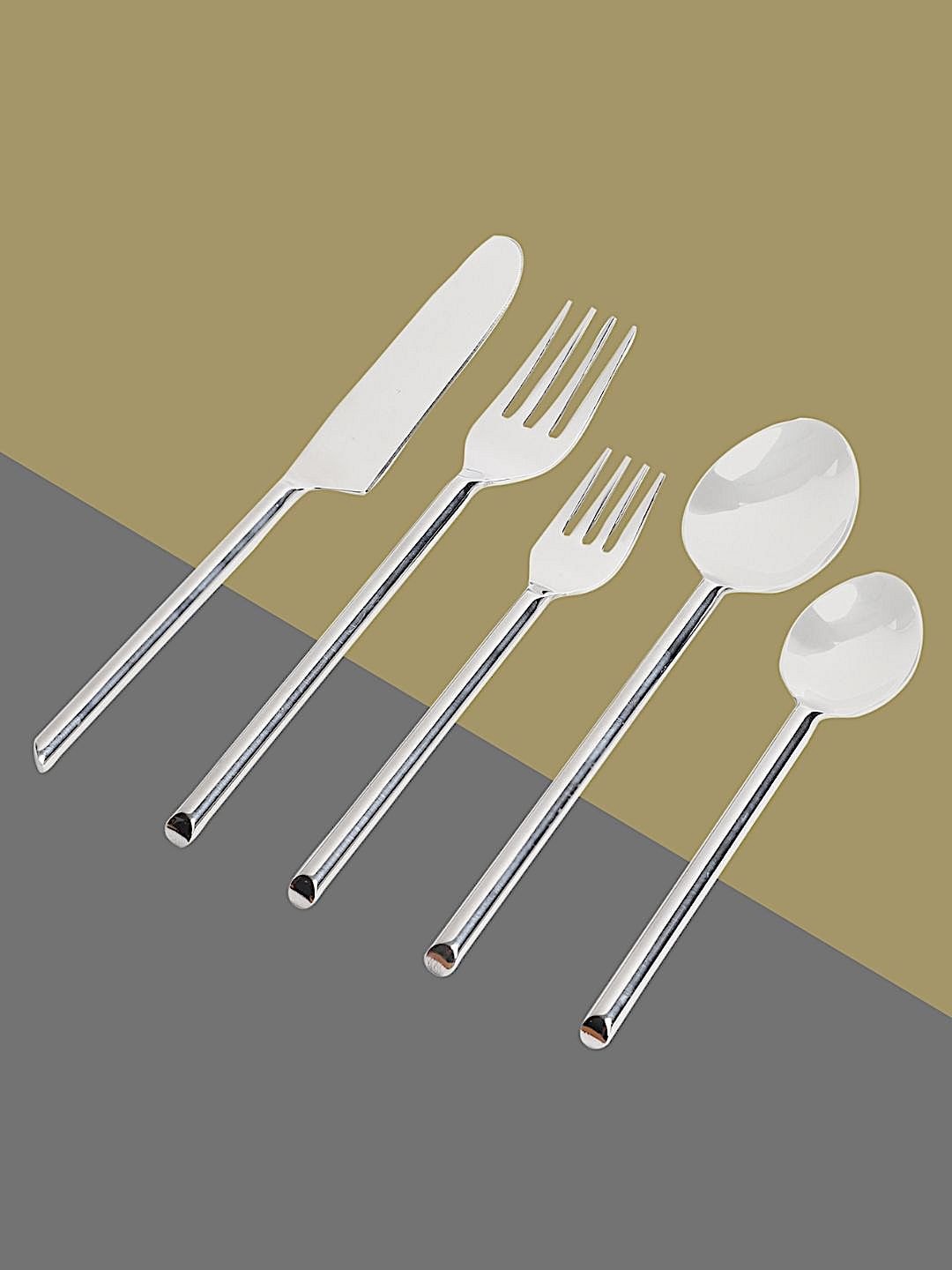 

Tranquil square Set Of 5 Stainless steel Cutlery, Silver