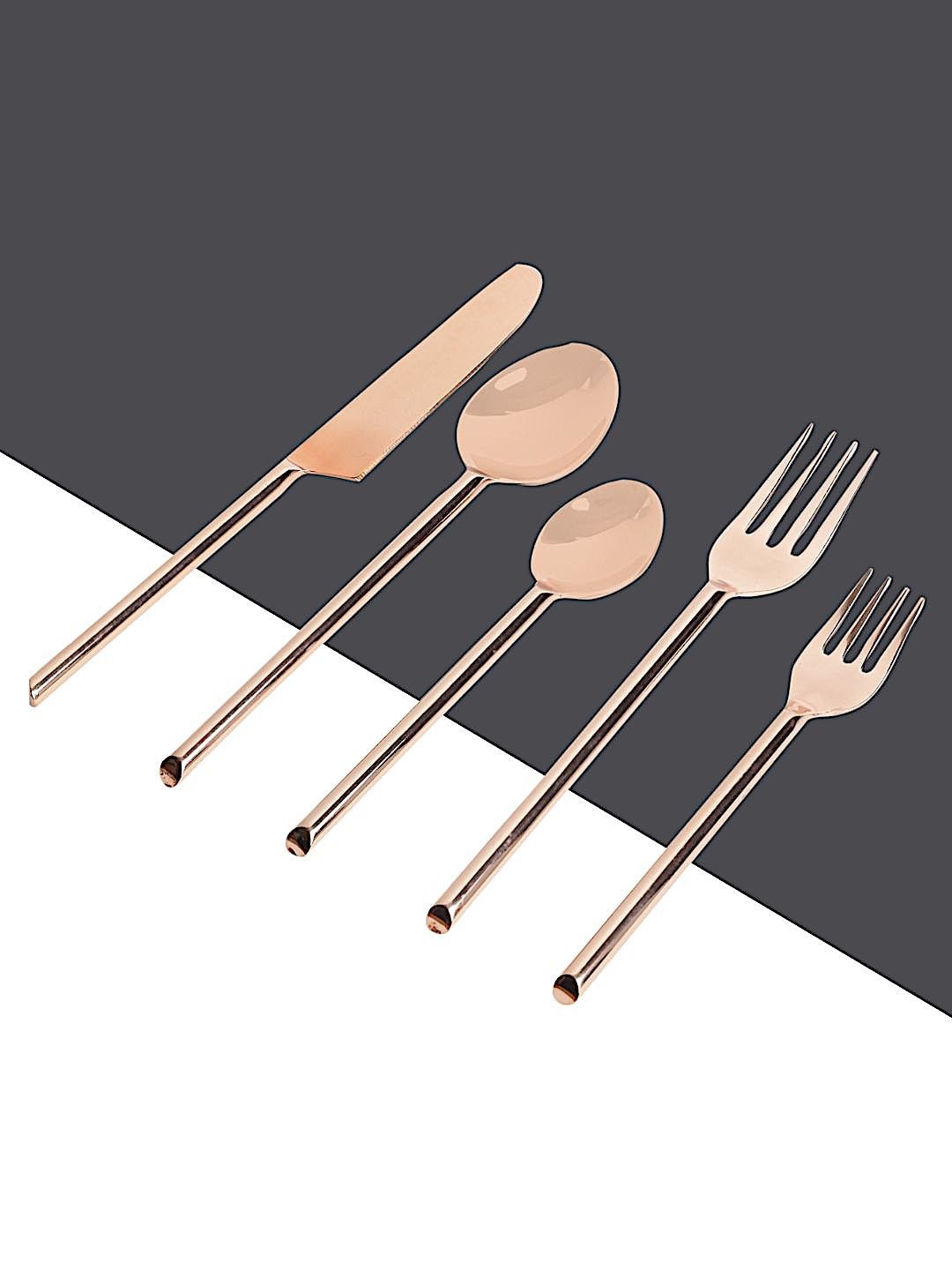 

Tranquil square Set Of 5 Stainless steel Cutlery, Rose gold