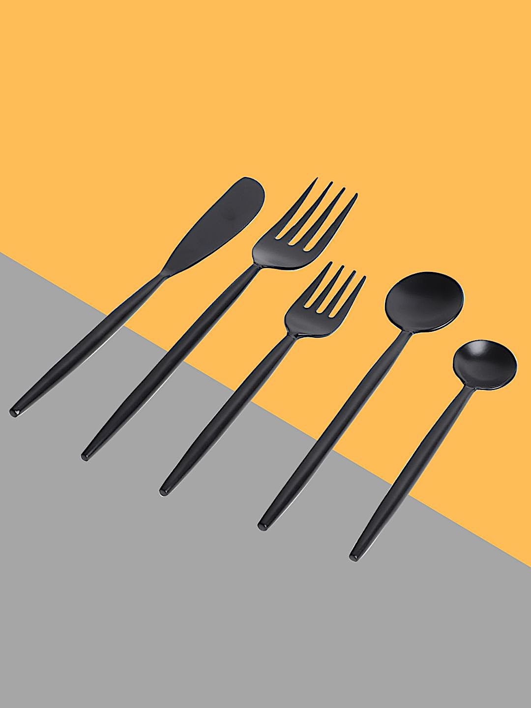 

Tranquil square Set Of 5 Stainless steel Cutlery, Black