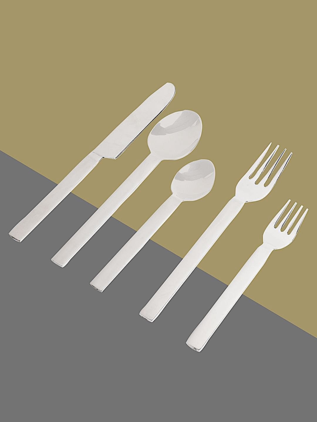 

Tranquil square Set Of 5 Stainless steel Cutlery, Silver