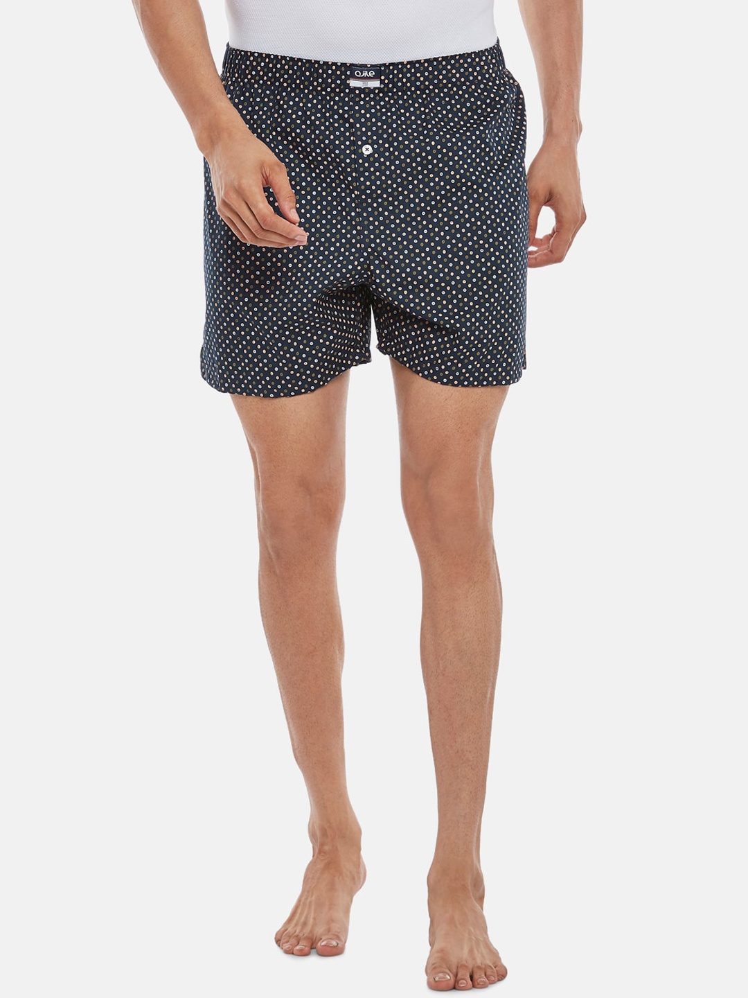 

Ajile by Pantaloons Men Navy Blue & White Printed Pure Cotton Boxers