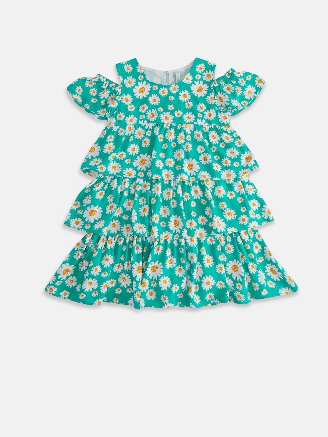 

Pantaloons Junior Green Floral A-Line Dress