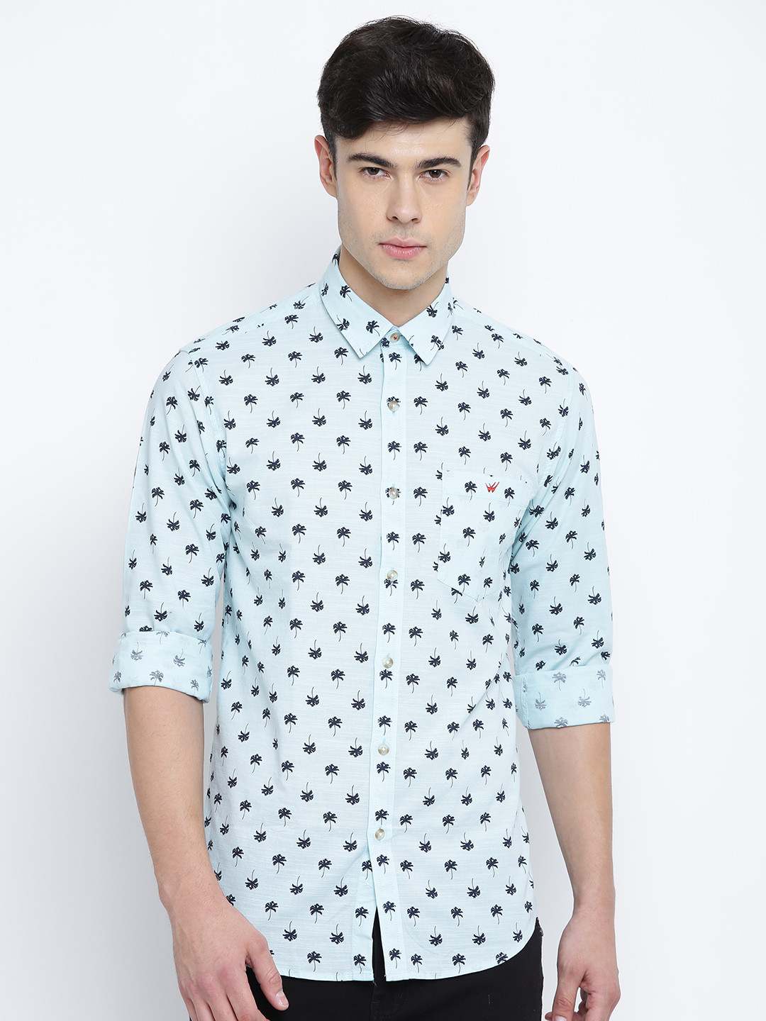 

Wills Lifestyle Men Mint Green Slim Fit Printed Casual Shirt