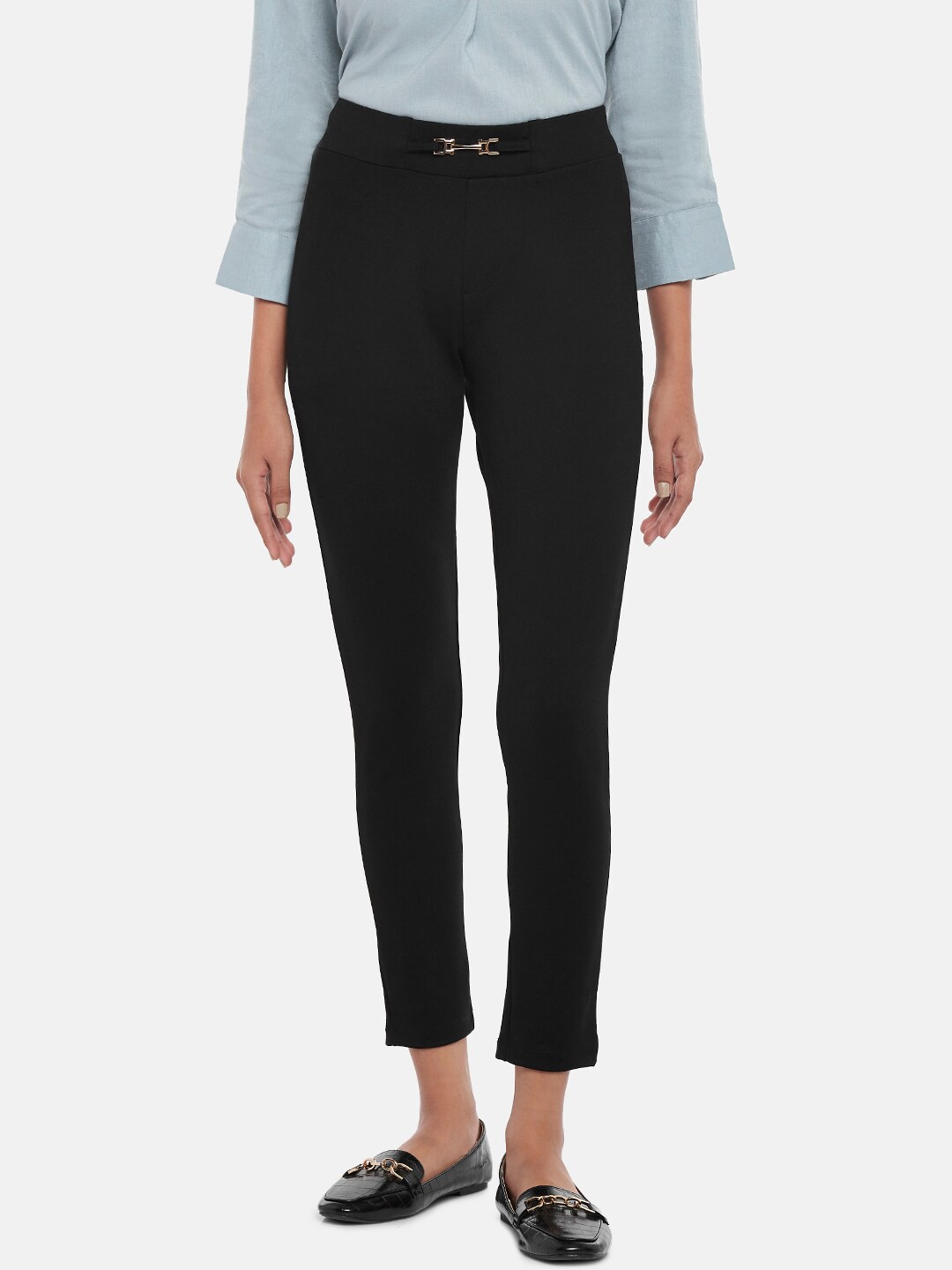 

Annabelle by Pantaloons Women Black Solid Skinny-Fit Treggings