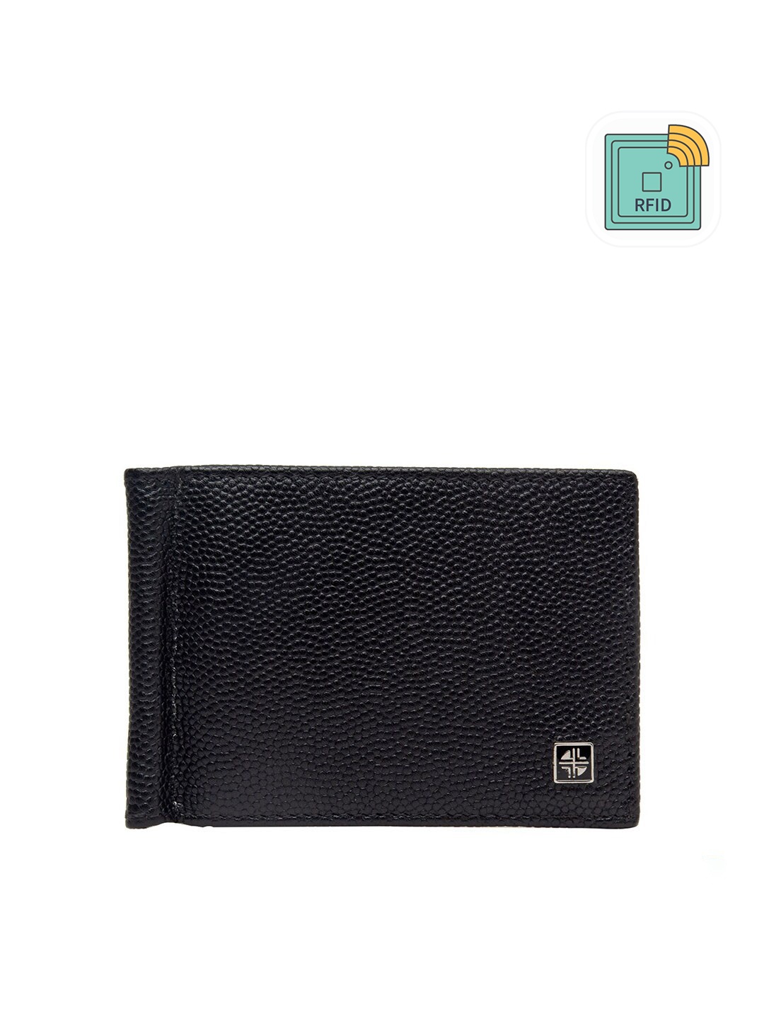 

Carlton London Men Black & Pink Leather Two Fold Wallet