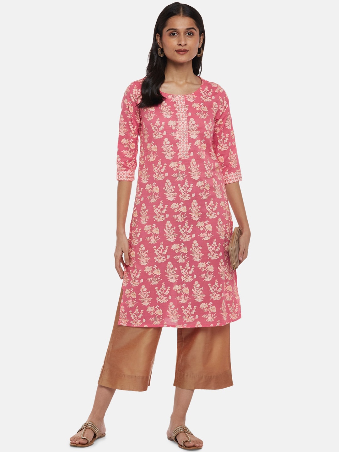 

RANGMANCH BY PANTALOONS Women Pink Ethnic Motifs Printed Kurta