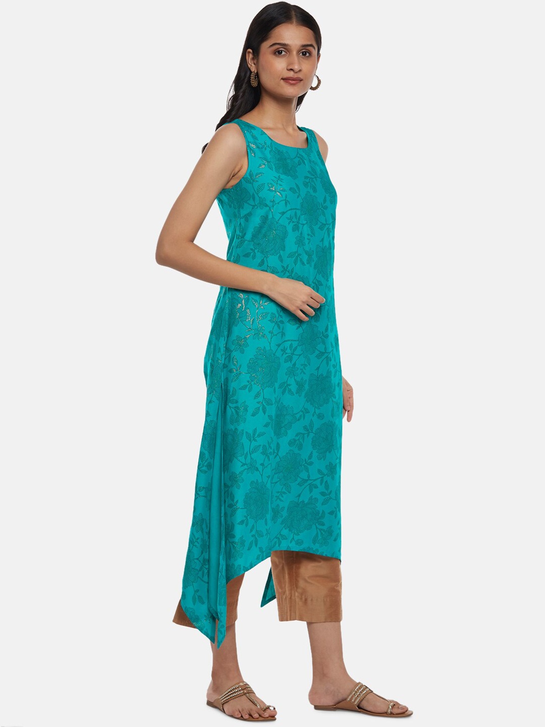 

RANGMANCH BY PANTALOONS Women Teal Thread Work Kurta