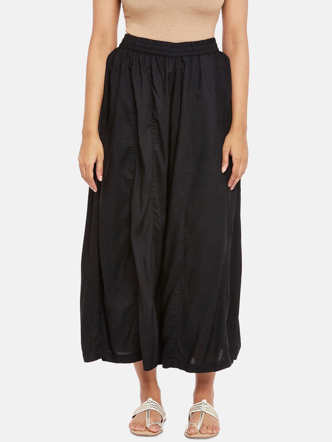 

RANGMANCH BY PANTALOONS Women Black Ethnic Palazzos