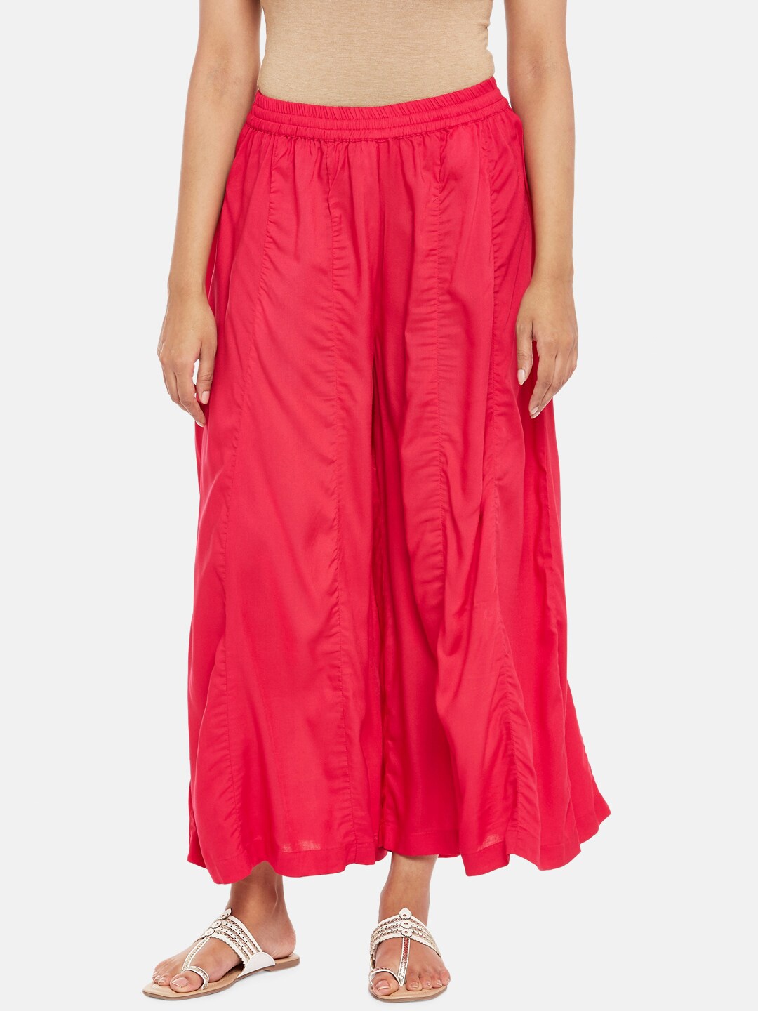 

RANGMANCH BY PANTALOONS Women Pink Flared Ethnic Palazzos