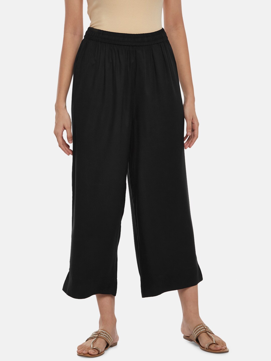 

RANGMANCH BY PANTALOONS Women Black Ethnic Palazzos