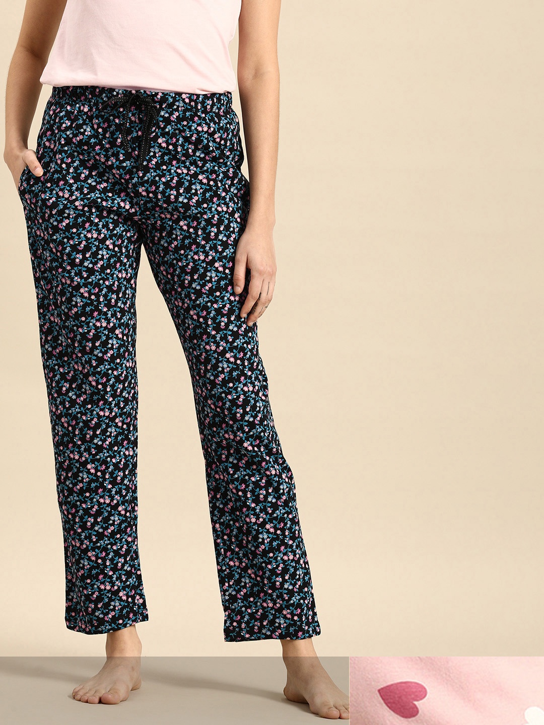 

Dreamz by Pantaloons Women Pack of 2 Printed Pure Cotton Lounge Pants, Multi