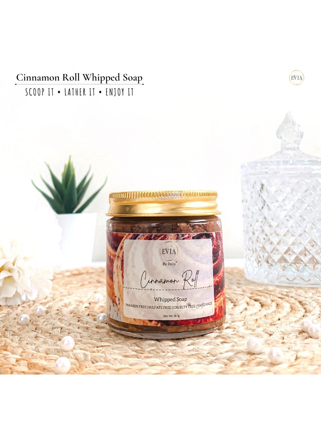 

EVIA Cinnamon Roll Whipped Soap100g, Brown
