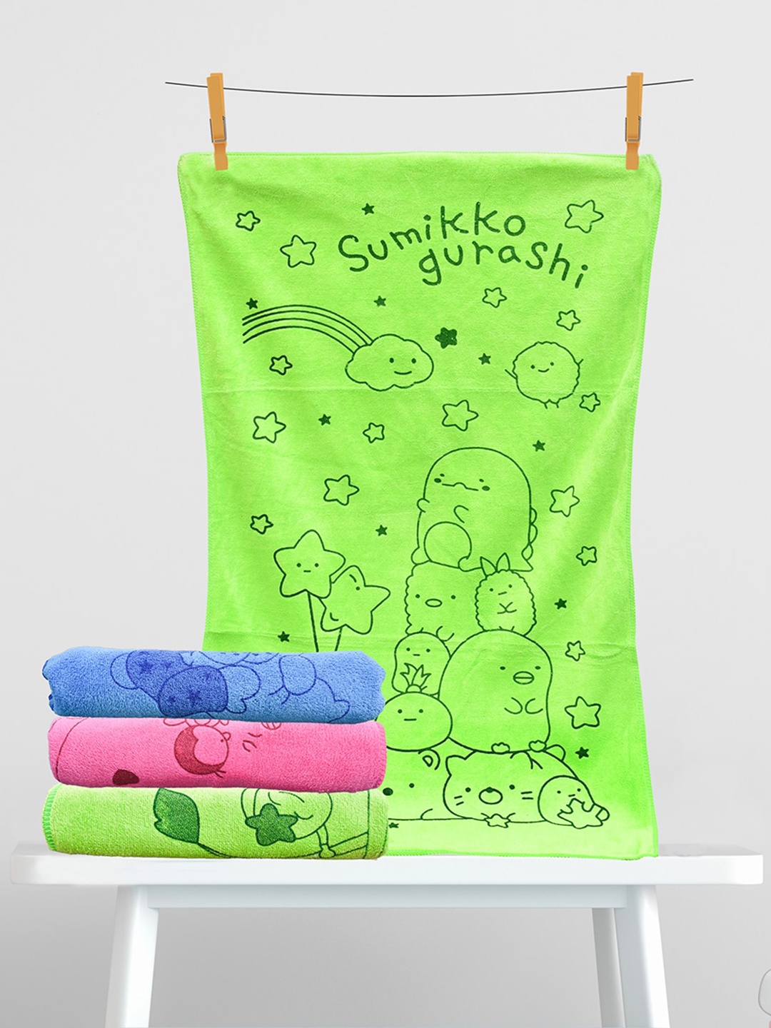 

The Little Lookers Unisex Infant Kids Set Of 3 Printed 354 GSM Bath Towels, Pink