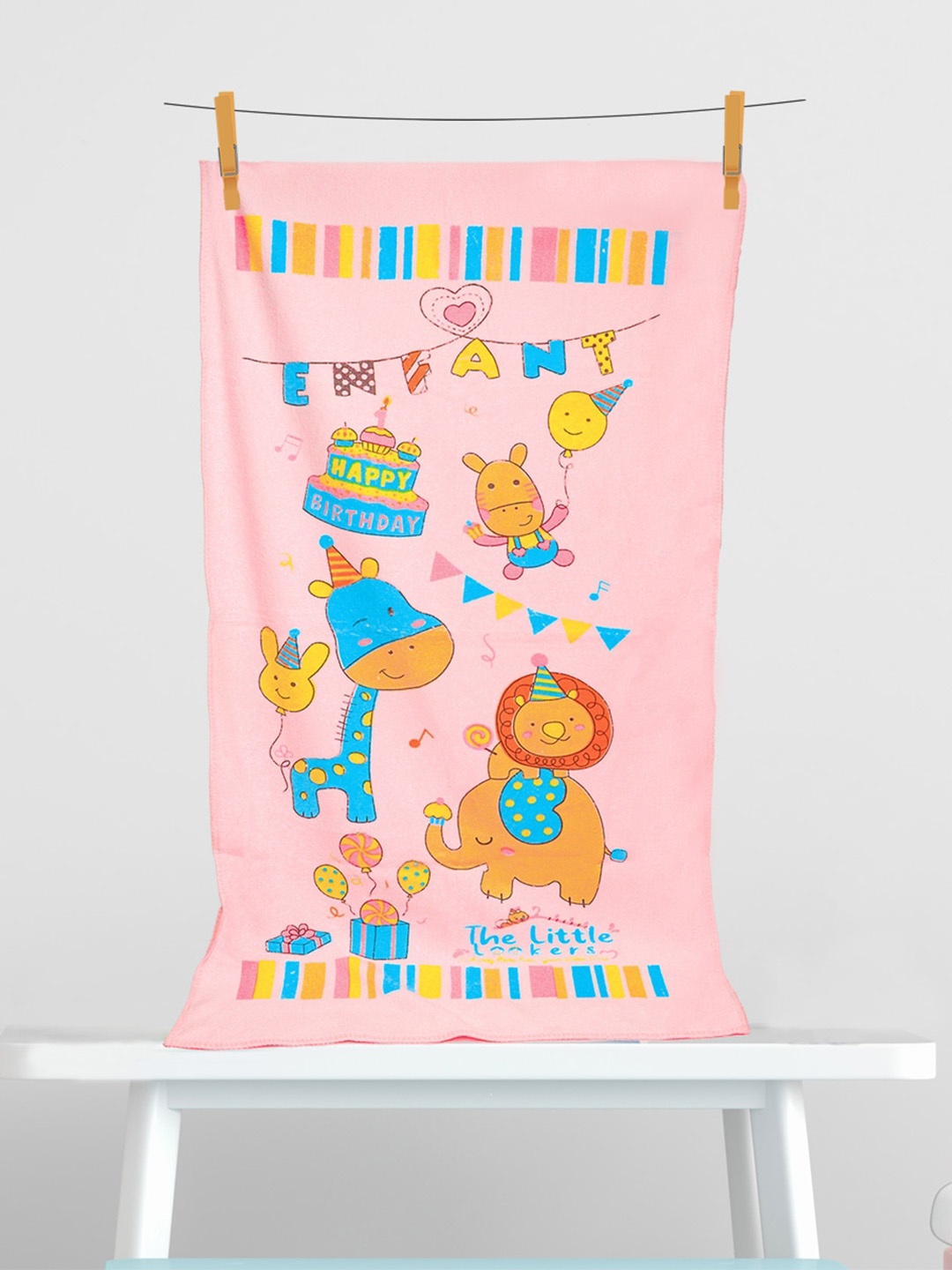 

The Little Lookers Kids Pink Printed 354GSM Bath Towels