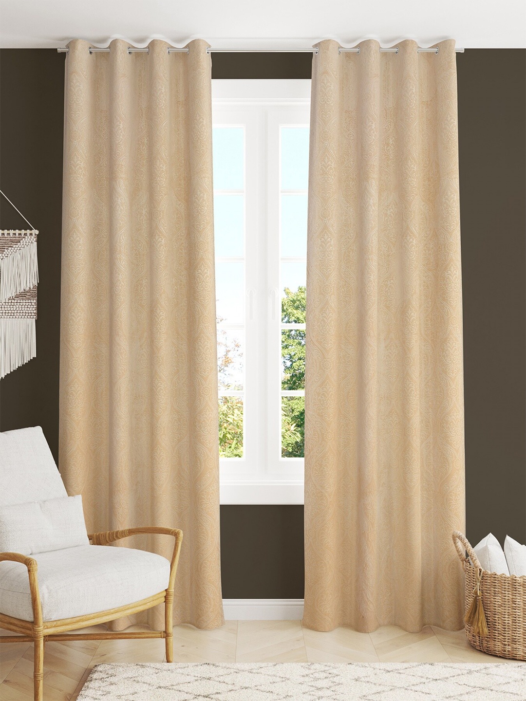 

Homefab India Cream-Coloured Set of 2 Room Darkening Door Curtain