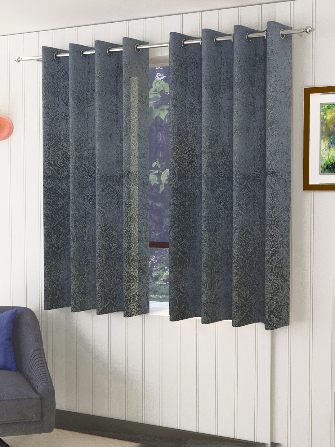 

Homefab India Grey Set of 2 Room Darkening Window Curtain