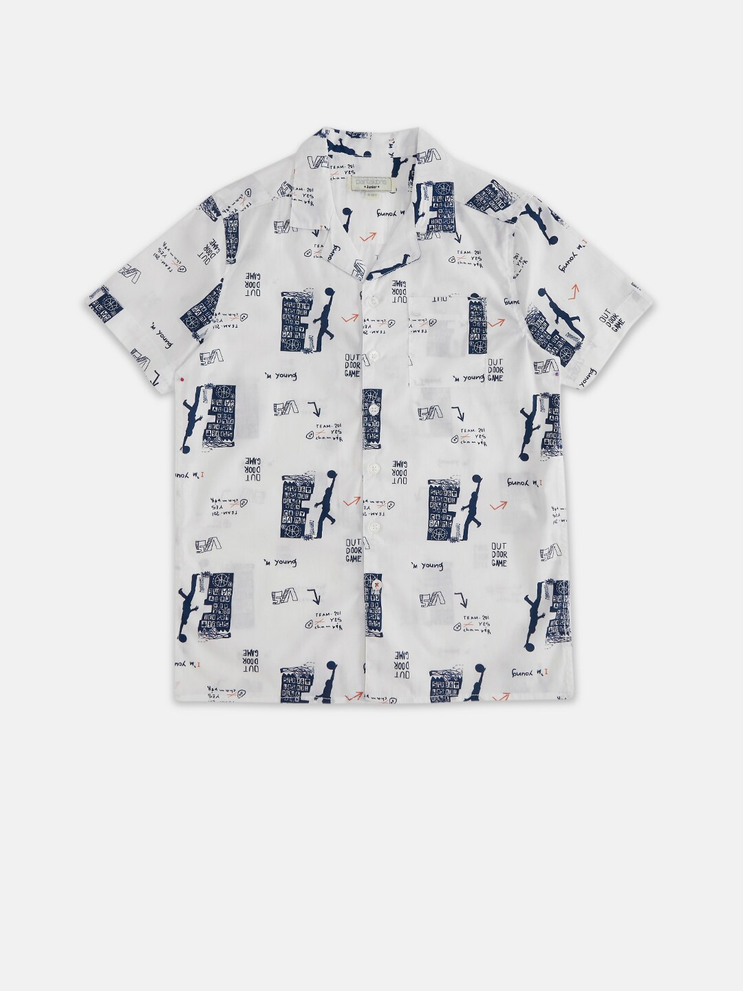 

Pantaloons Junior Boys White Printed Casual Shirt