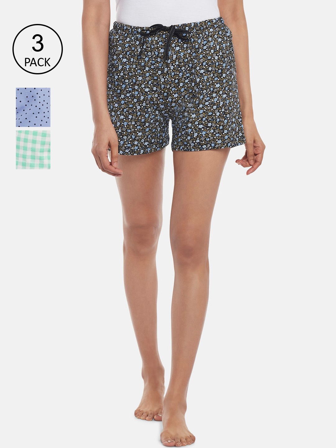 

Dreamz by Pantaloons Women Multicoloured Checked Lounge shorts, Multi