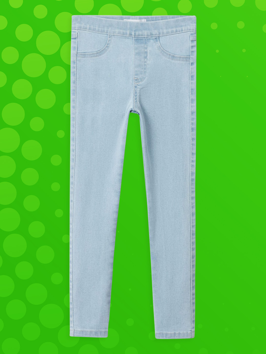 

Mango Kids Girls Blue Solid Denim Jeggings