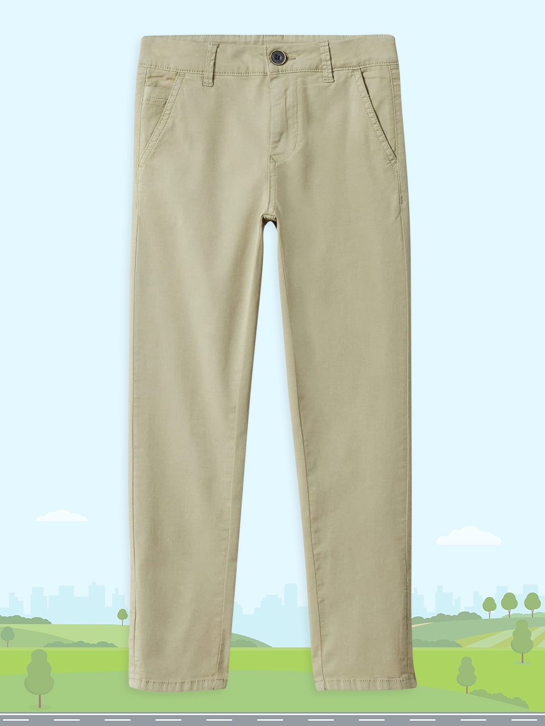 

Mango Kids Boys Mint Green Solid Chinos