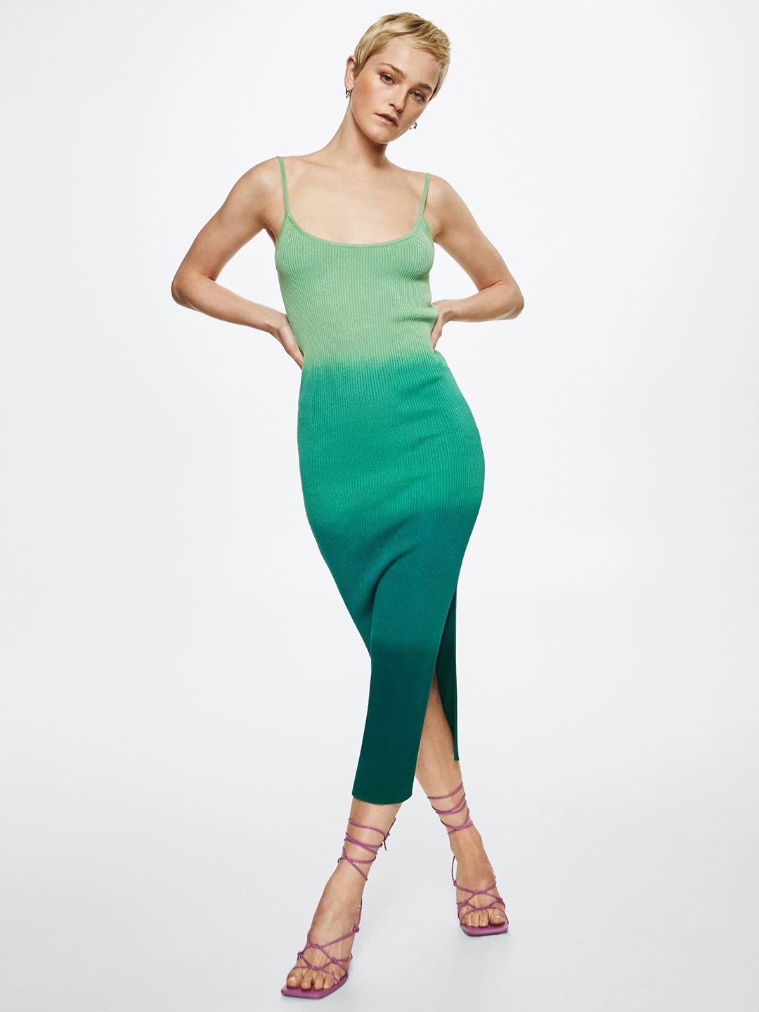 

MANGO Green Ombre Dyed Bodycon Midi Dress