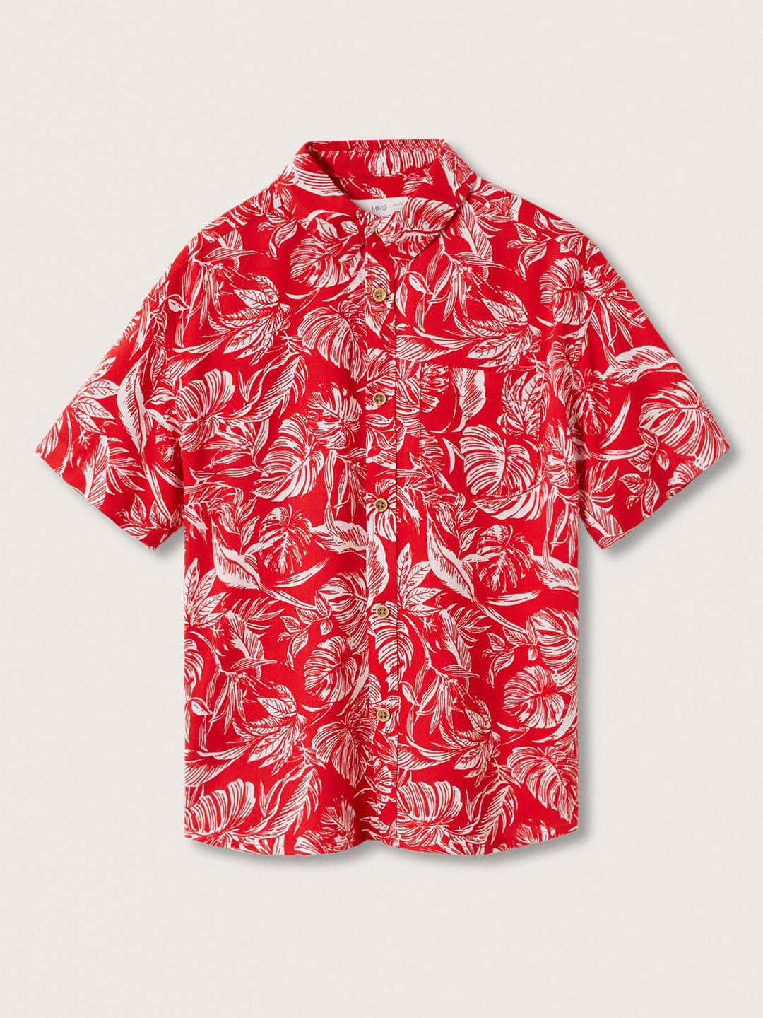 

Mango Kids Boys Red & White Tropical Print Casual Shirt