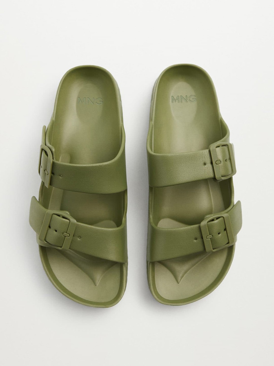 

MANGO MAN Men Green Solid Comfort Sandals
