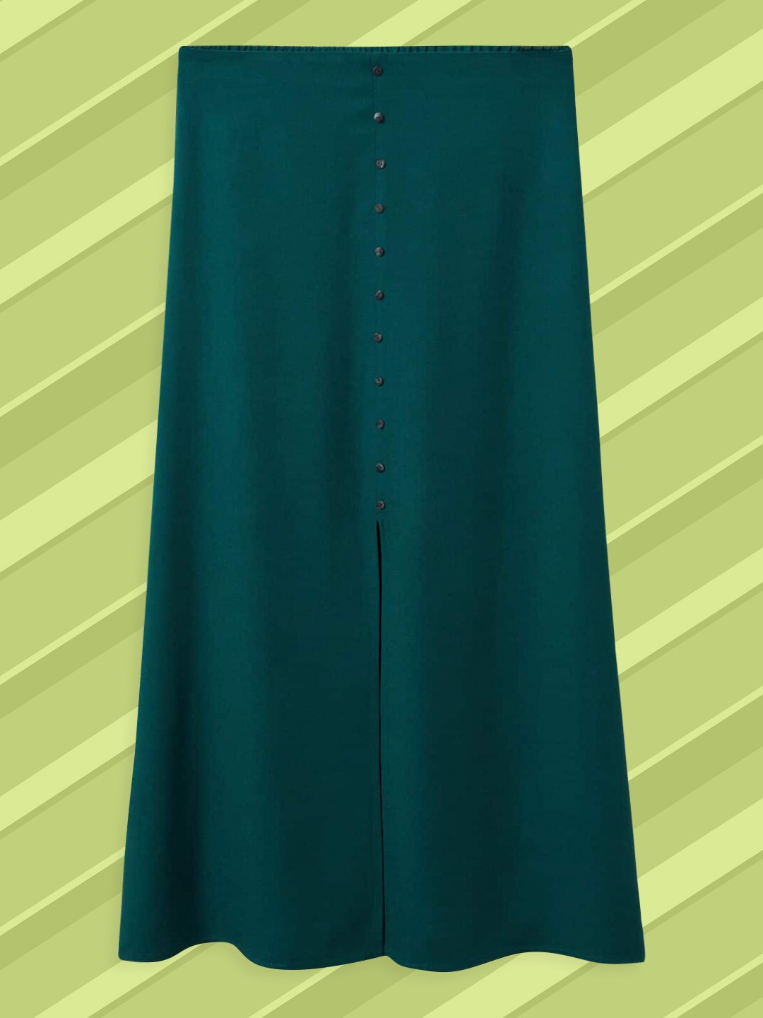 

Mango Kids Girls Green Solid Front-Slit Midi A-Line Skirt