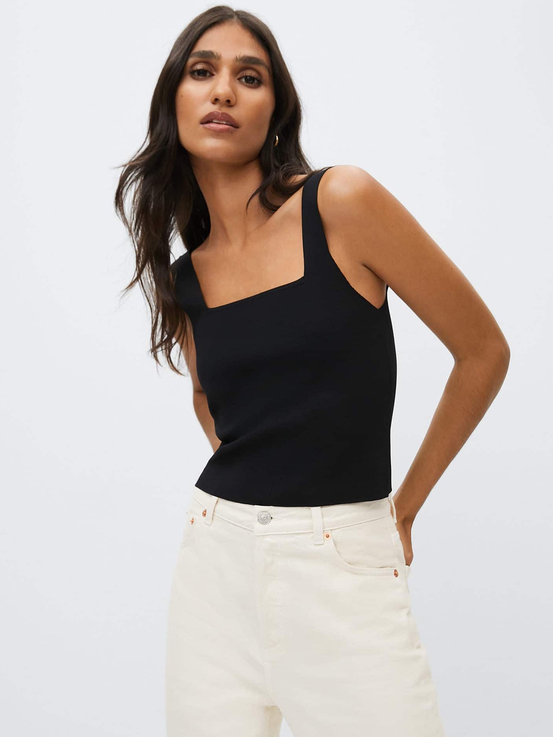 

MANGO Black Solid Top