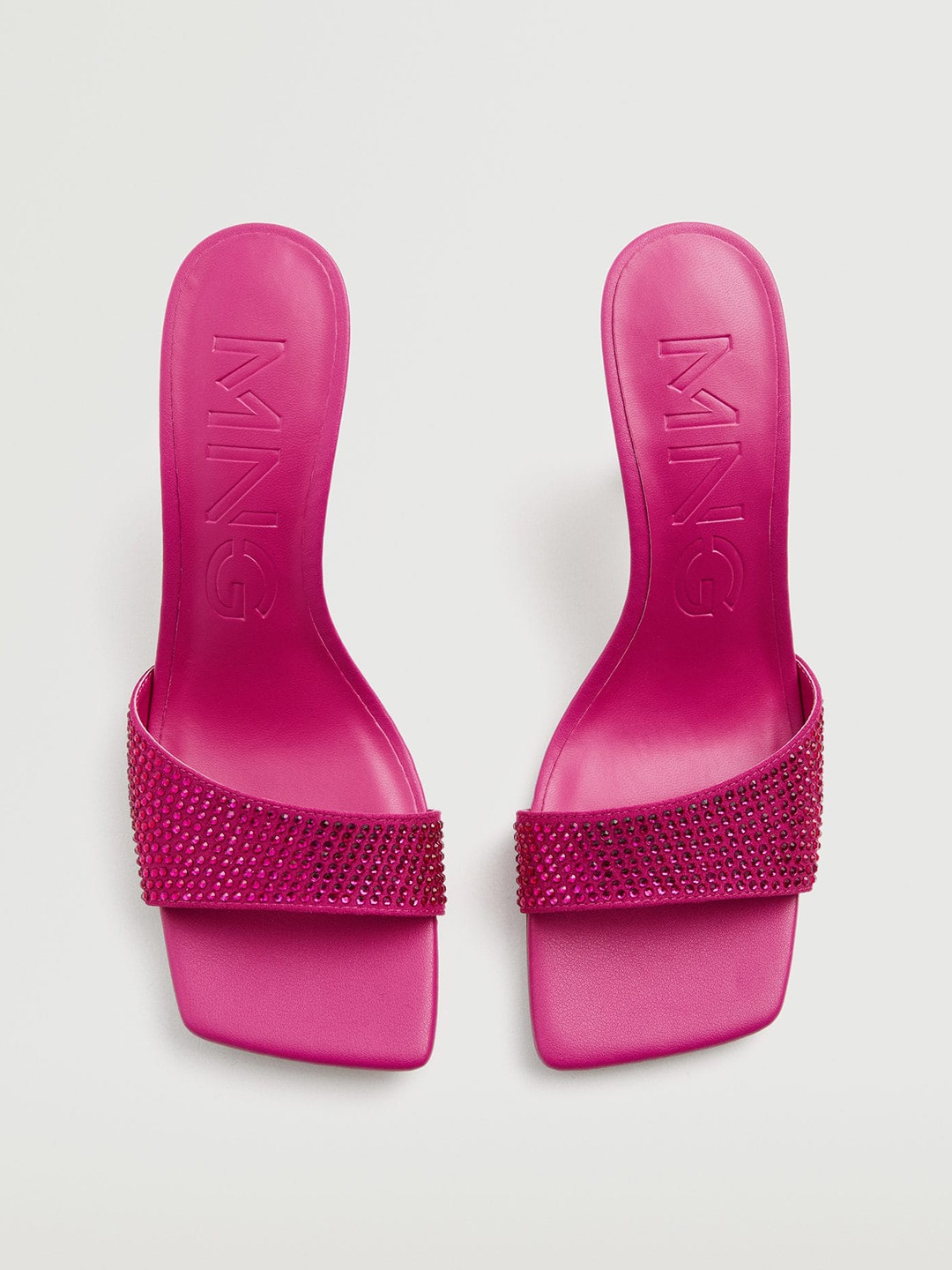 

MANGO Women Pink Stone Embellished Slim Heels