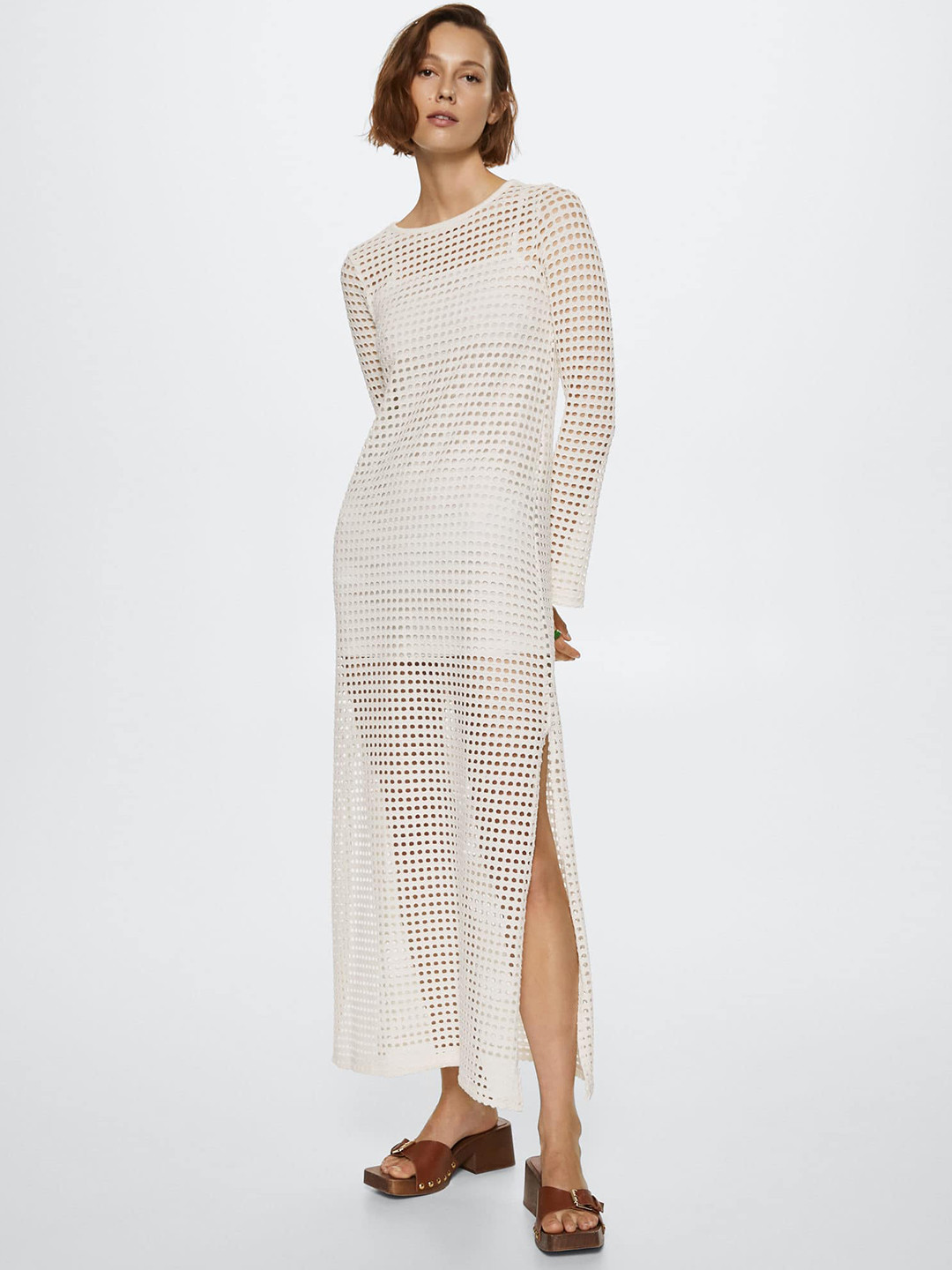 

MANGO White Cut Detail Maxi Dress