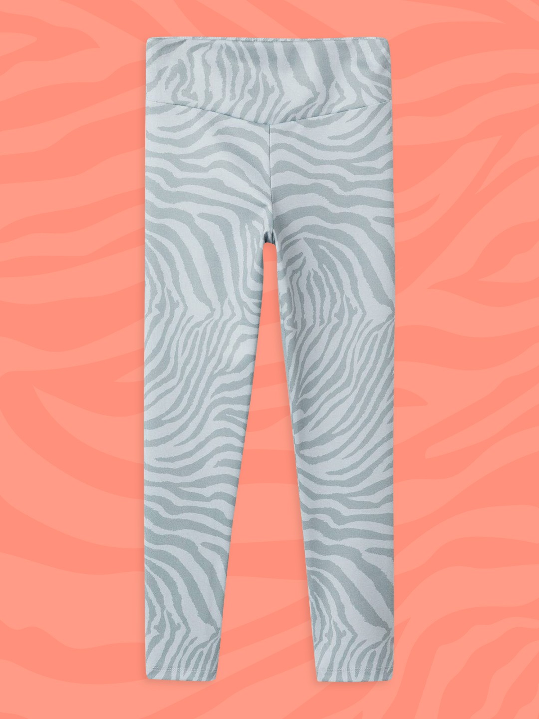 

Mango Kids Girls Blue & Grey Zebra Print Ankle Length Leggings