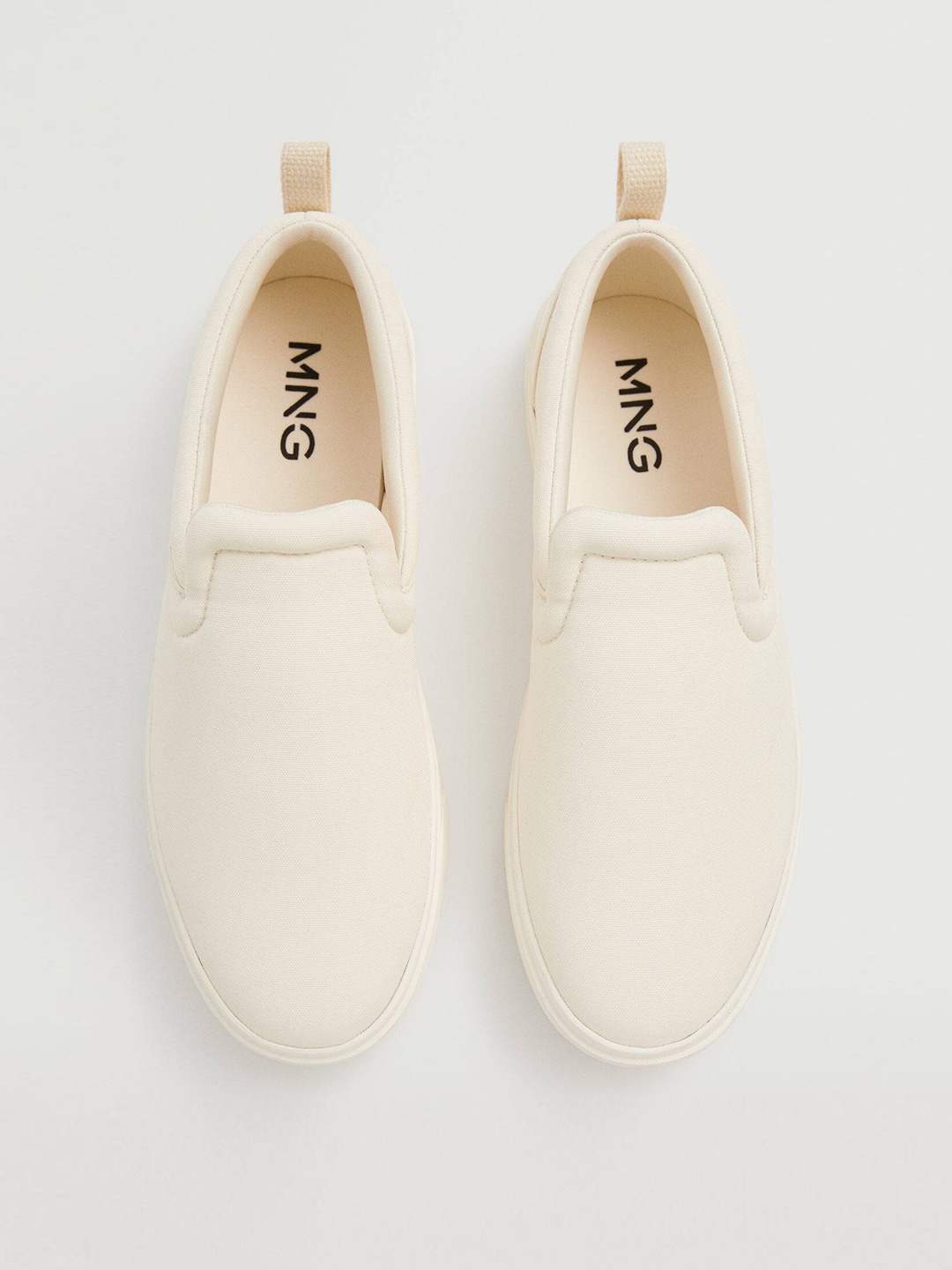 

MANGO MAN Off-White Solid Slip-On Sneakers