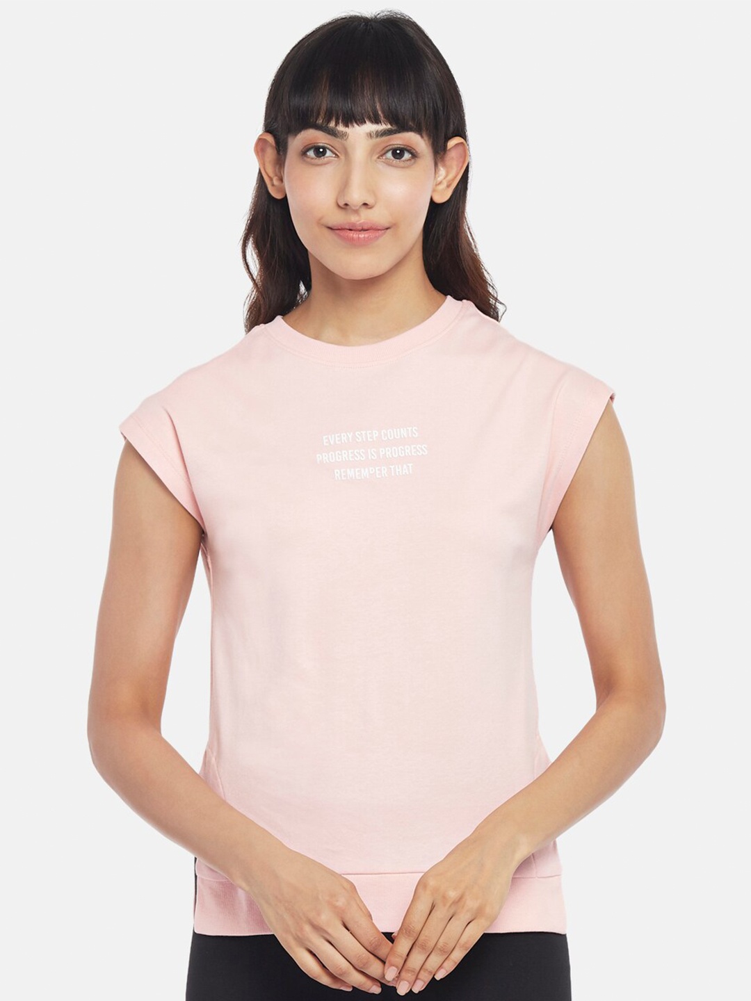

Ajile by Pantaloons Pink Print Extended Sleeves Pure Cotton Top