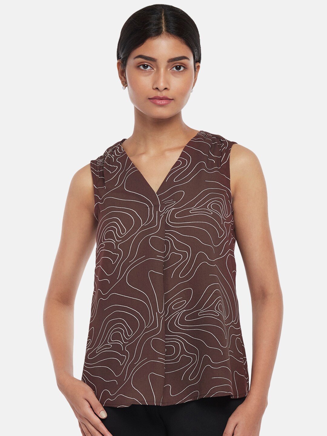 

Annabelle by Pantaloons Brown Print Top