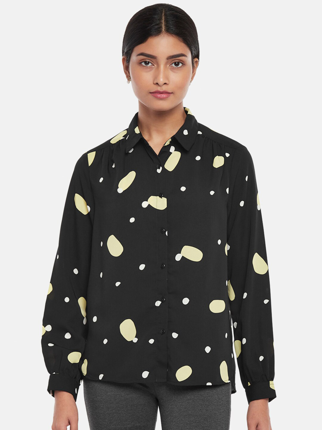 

Annabelle by Pantaloons Black Print Shirt Style Top