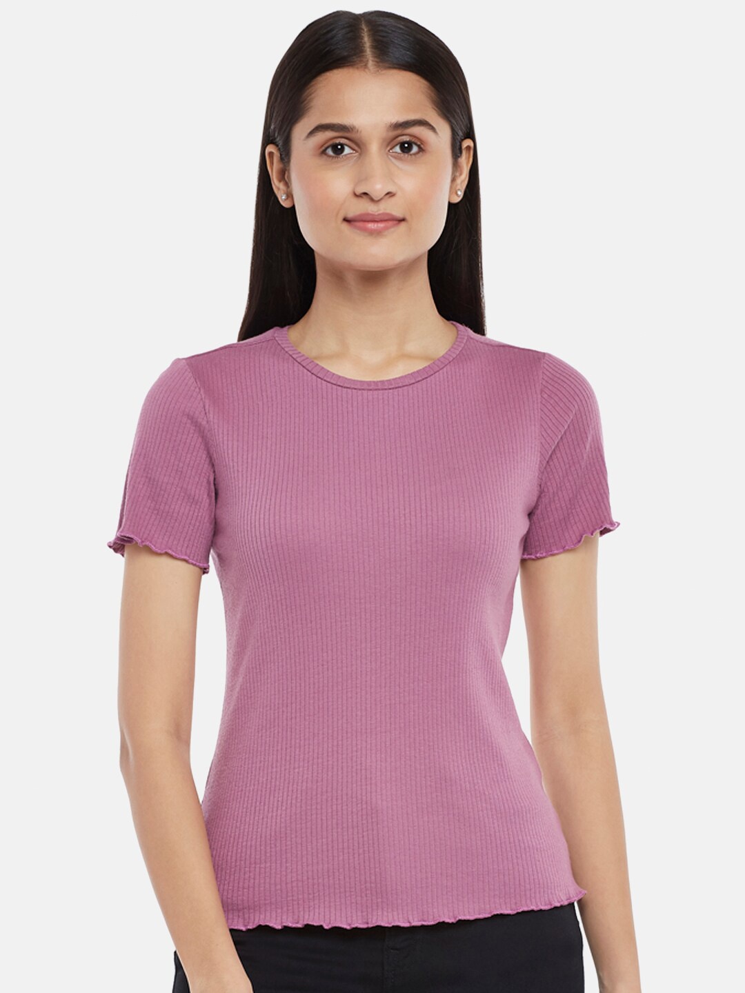 

Honey by Pantaloons Women Rose Solid Slim Fit T-shirt
