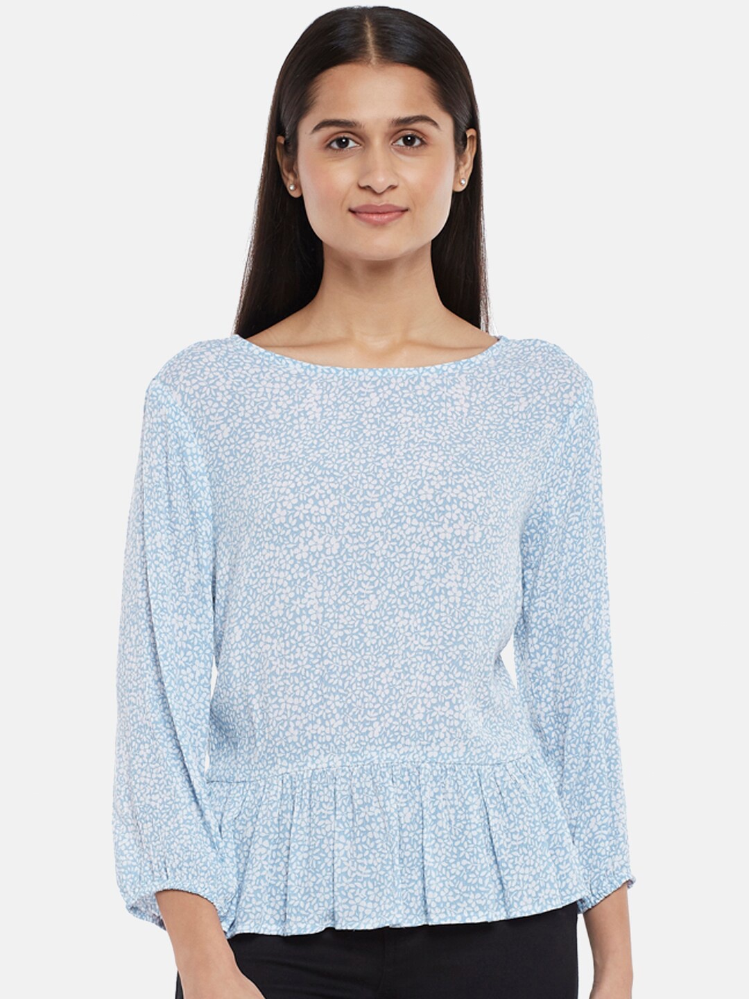 

Honey by Pantaloons Blue Crepe Peplum Top