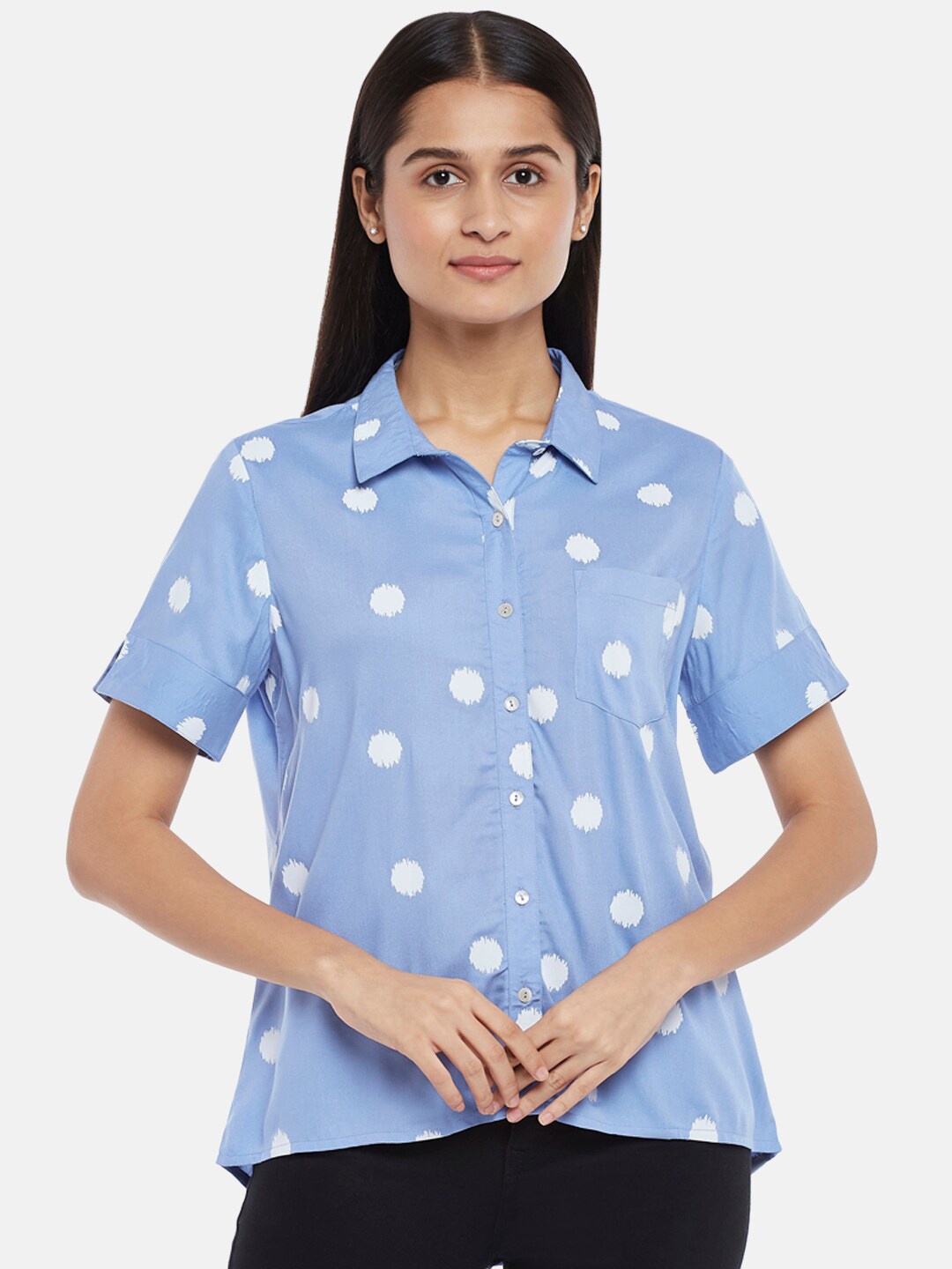 

Honey by Pantaloons Violet Print Shirt Style Top