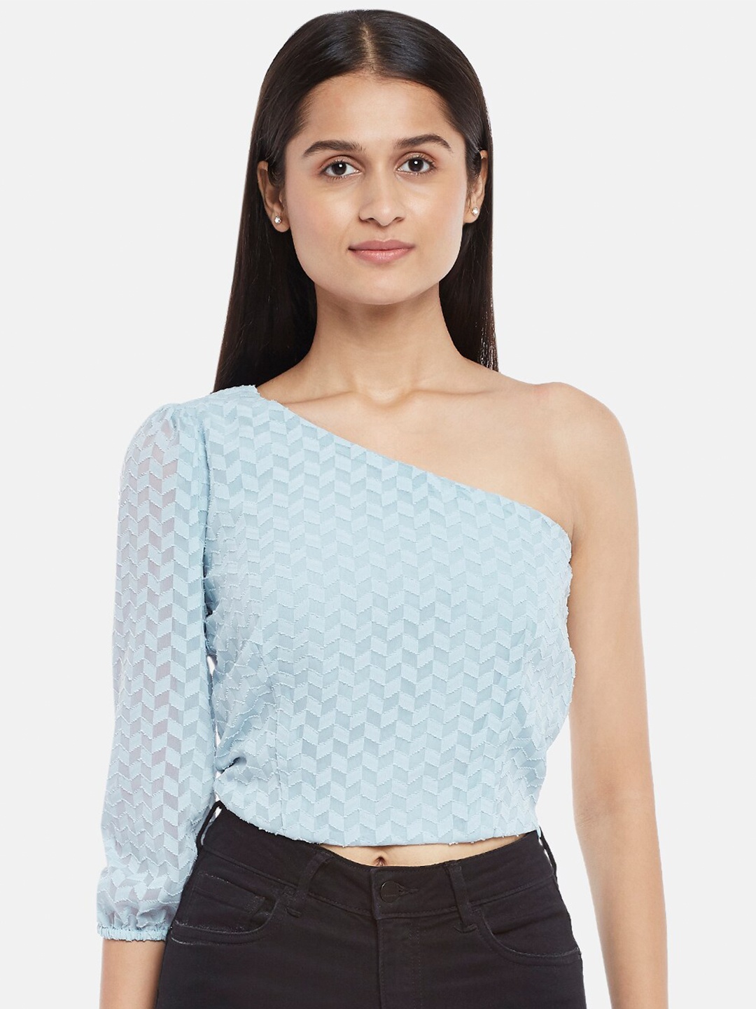

Honey by Pantaloons Blue One Shoulder Crop Top