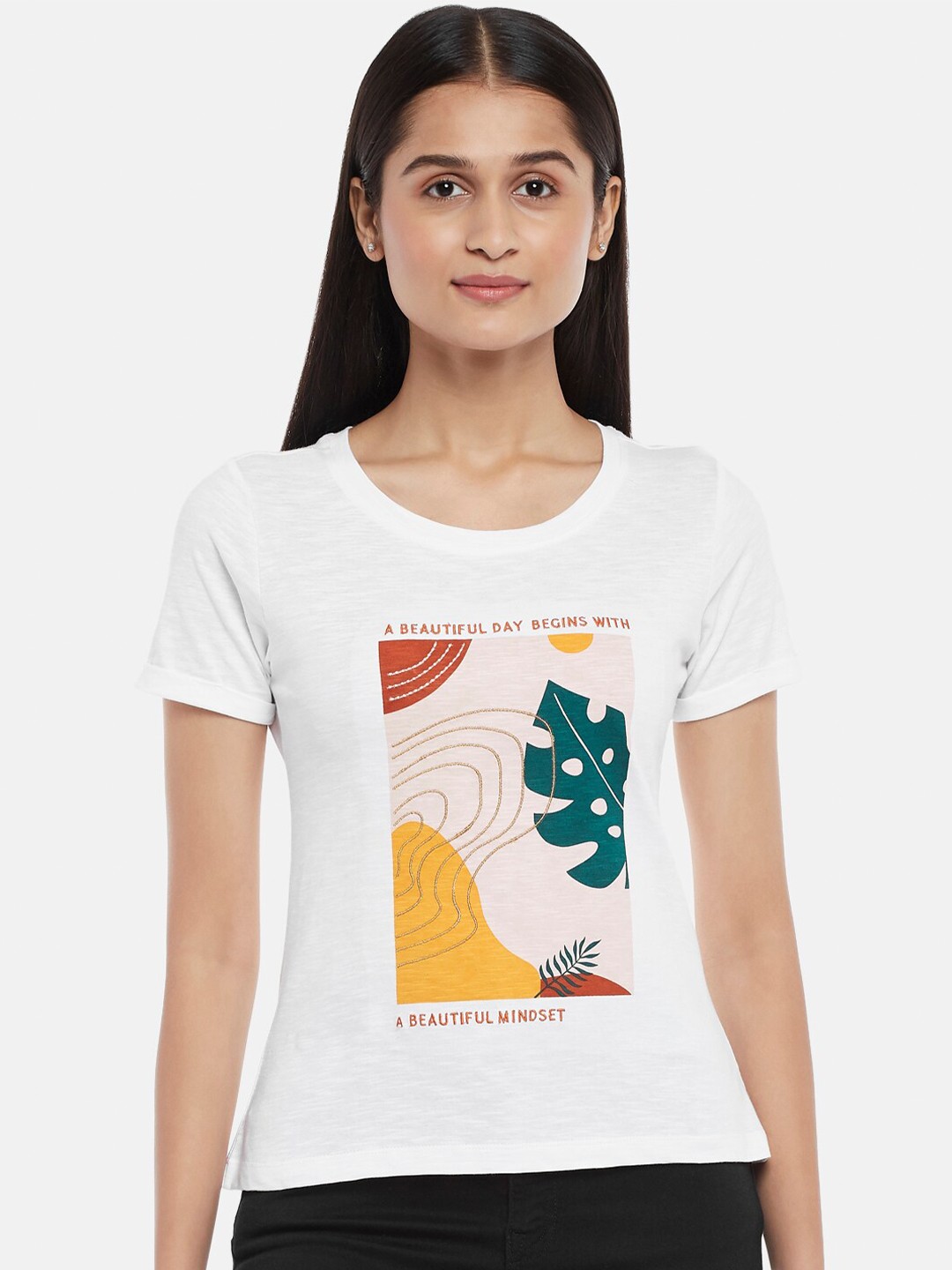 

Honey by Pantaloons White Print Top