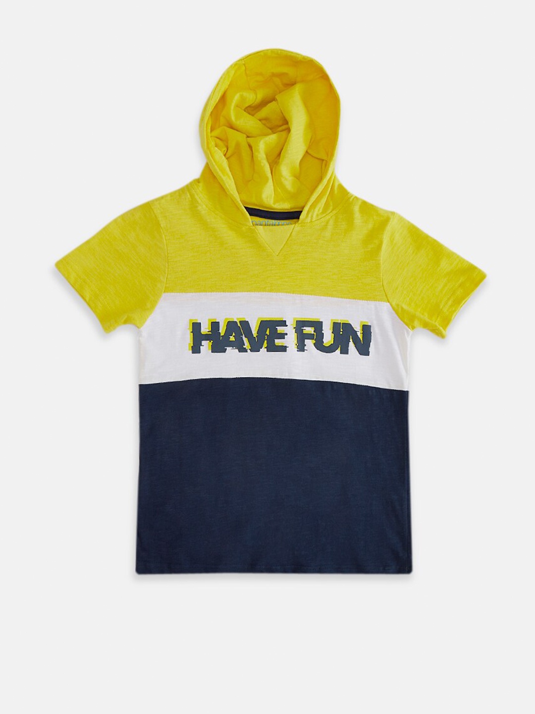 

Pantaloons Junior Boys Yellow Typography Printed Applique T-shirt