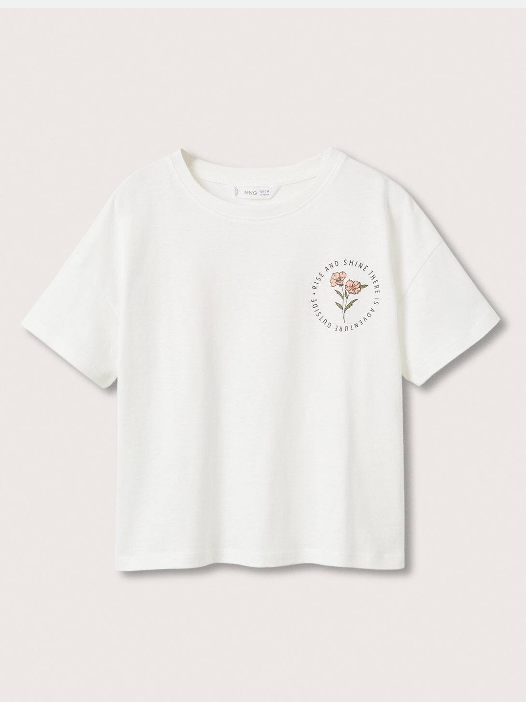 

Mango Kids Girls White & Peach-Coloured Back Typography Printed Cotton T-shirt