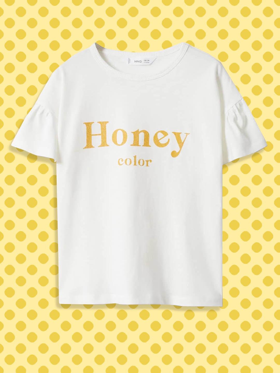 

Mango Kids Girls White & Mustard Yellow Typography Print Cotton Top