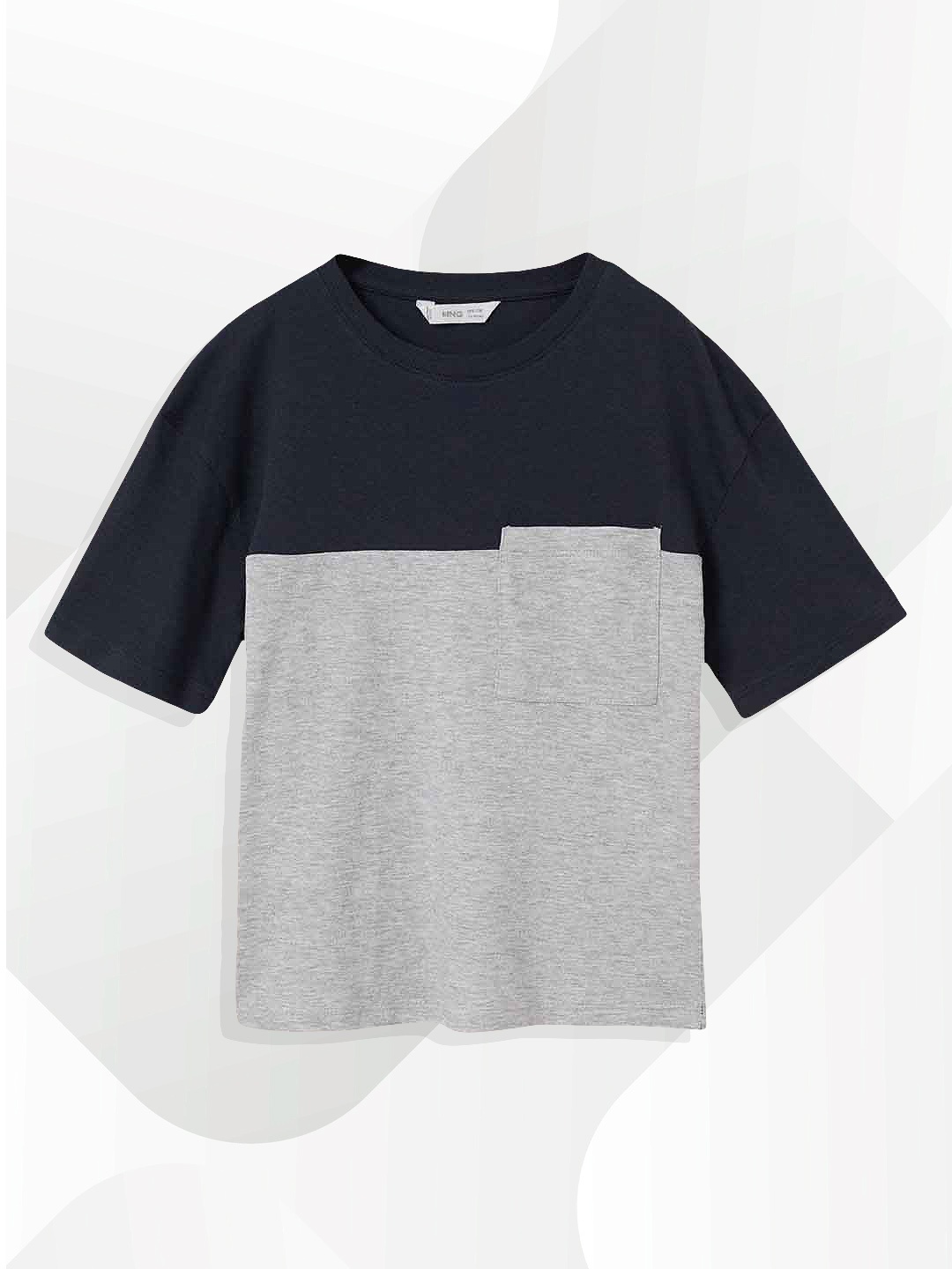 

Mango Kids Boys Grey Melange & Charcoal Grey Colourblocked T-shirt