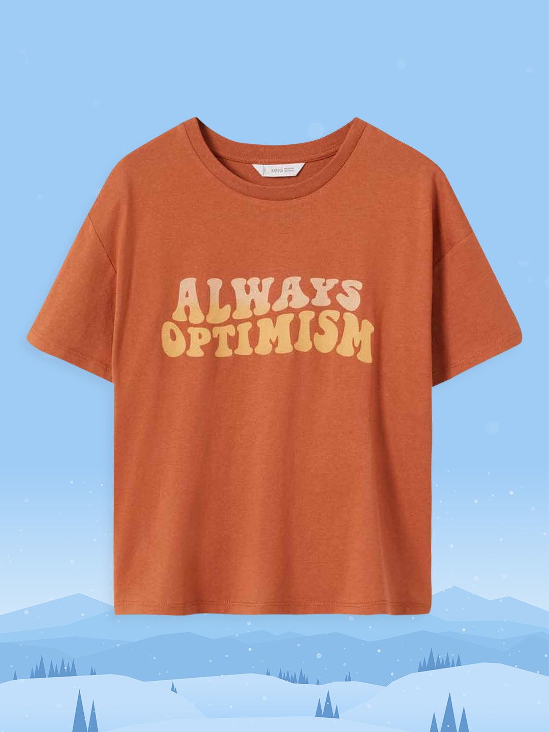 

Mango Kids Teen Girls Rust Orange & Yellow Typography Print Cotton T-shirt