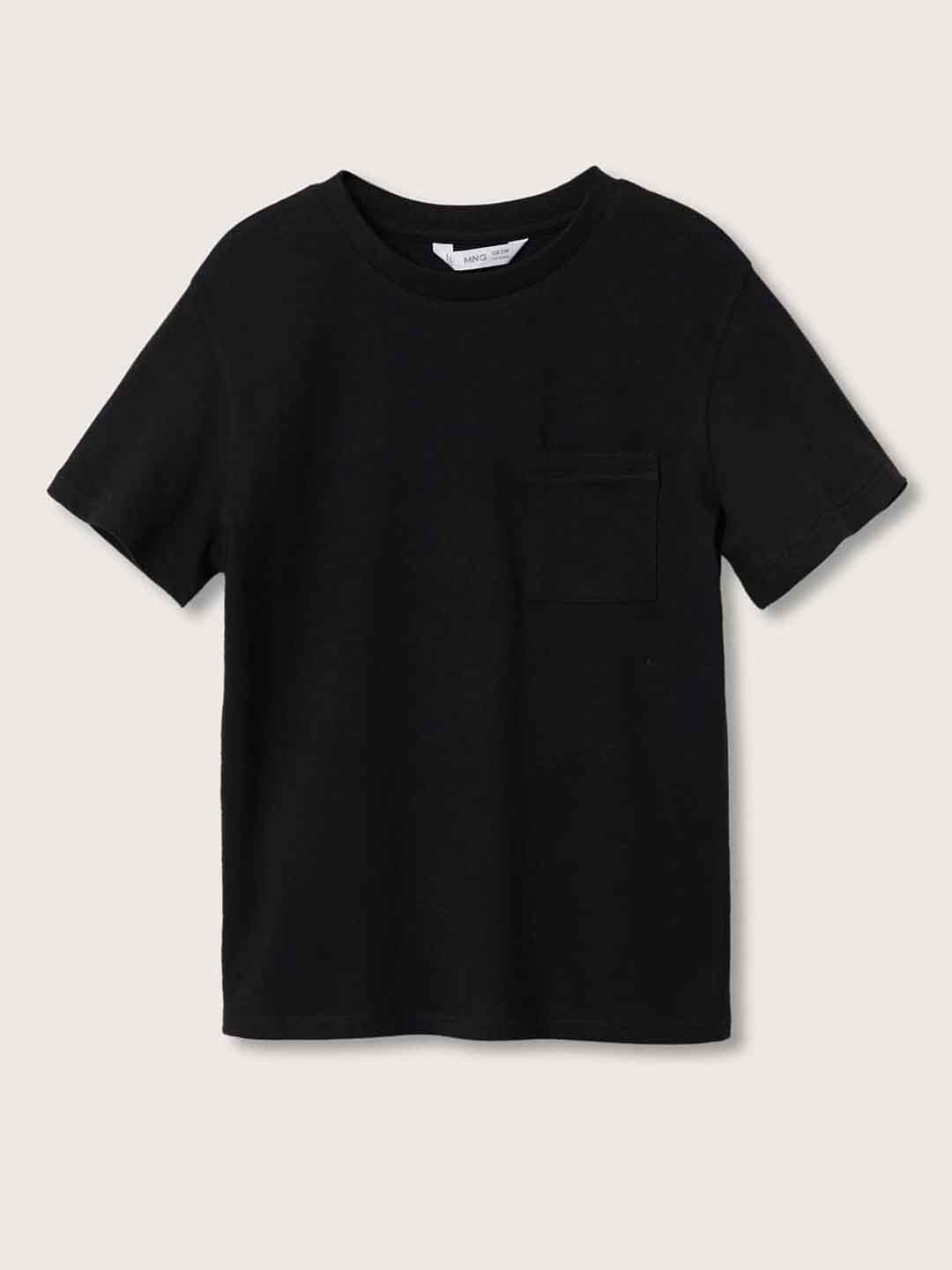

Mango Kids Boys Black Solid Pure Cotton T-shirt