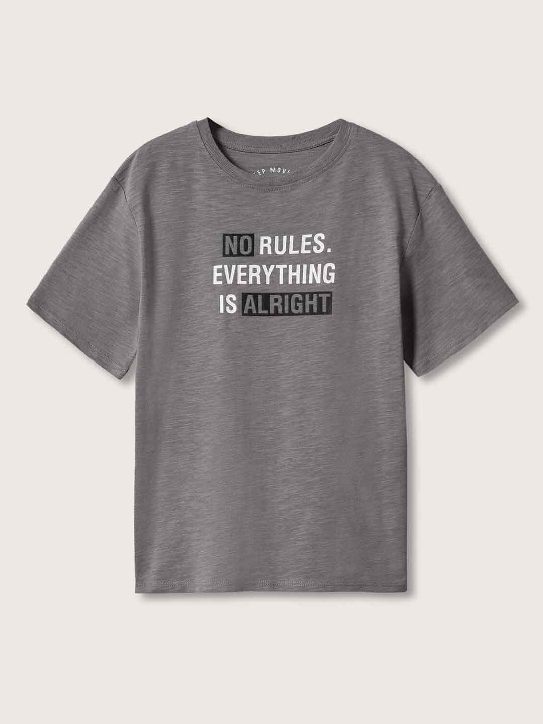 

Mango Kids Boys Grey & White Typography Printed Pure Cotton T-shirt
