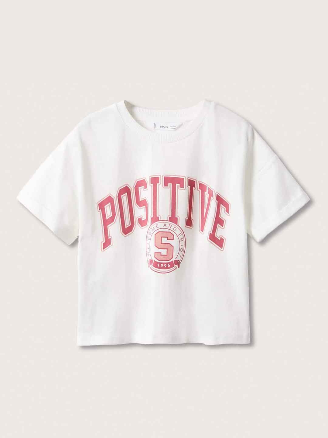 

Mango Kids Girls White & Pink Typography Printed Cotton T-shirt